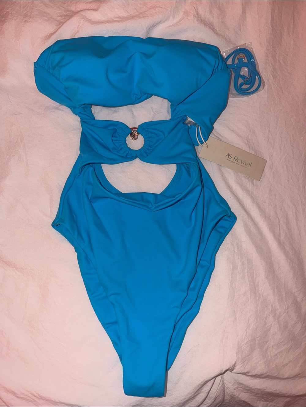 AS Revival Turquoise Cutout One-Piece Swimsuit with Ring Detail